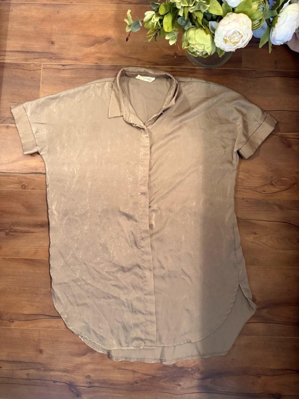 Short-Sleeve Casual silk Button-Down dress